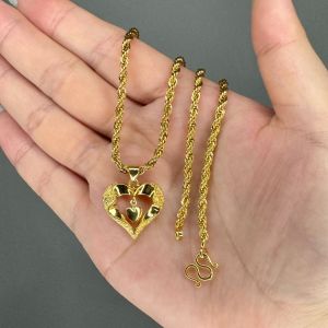 Rantai Leher + Loket 916 Emas Bangkok Necklace Golden Gold Plated Jewellery Set E