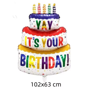 Three-Layer Birthday Cake Aluminum Foil Balloon for Party Decoration Perfect Birthday Celebration