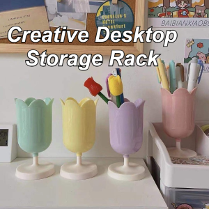 Plastic Pen Storage Tank Cup Makeup Brush Holder Desktop Storage Organizer Students Stationery