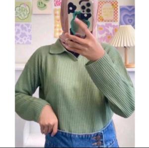 GEANI KERAH POLO / ATASAN BLOUS WANITA KERAH POLO RAJUT HALUS / ATASAN TERBARU KEKINIAN