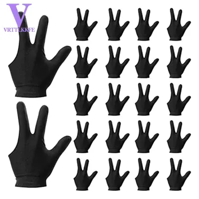 22 Pieces Billiard Gloves 3 Finger Cue Pool Gloves Sport Gloves for Women&ampMen Both Left and Right HandBlack