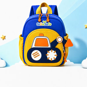GrowSafe car-patterned backpack set for young children kindergarten and preschool three-piece schoolbag set.