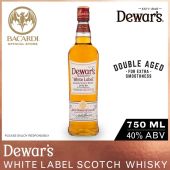 Dewars White Label Blended Scotch Whisky - 750ml / 75cl 40% ABV - Double Aged Oak Cask Whisky Spirit