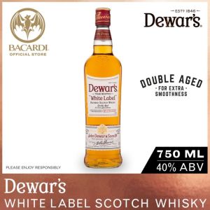 Dewars White Label Blended Scotch Whisky - 750ml / 75cl 40% ABV - Double Aged Oak Cask Whisky Spirit