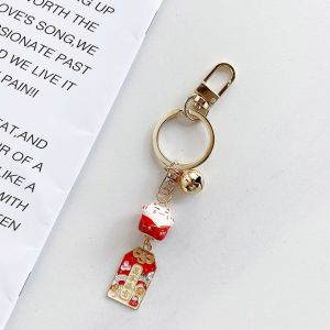 YAHURO Female Creative Car Key Pendent Key Buckle Gift Maneki Neko Backpack Pendant Cartoon With Bell Car Keyring Amulet Key Lanyard Lucky Cat Keychain