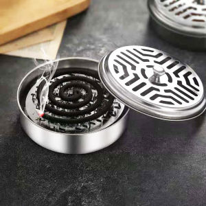 【Stainless Steel】Creative Mosquito Coils Holder with Fireproof Cover Mosquito Coil Plate Sandalwood Coil Bird Cage Design Holder