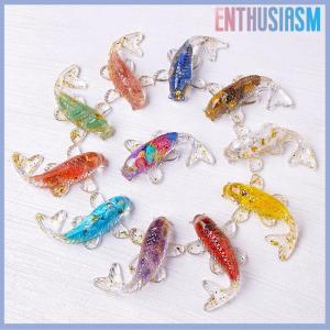 【Enthusiasm】🌟🌟【Hot Sale】🎈 Stone Gravel Lucky Koi Fish Figurine Resin Mini Quartz Fancy Carp Statue Home Decor Desk Ornament Gift