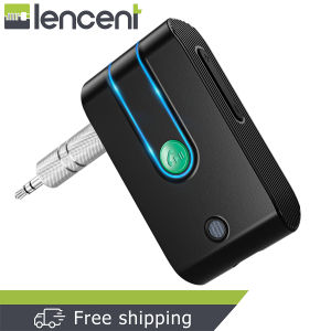 LENCENT Bluetooth 5.0 Receiver for Car Noise Cancelling Bluetooth AUX Adapter Hands-Free Microphone Wireless Bluetooth Car Kit Music Receiver for Car/Home Stereo/Headphones/Speakers