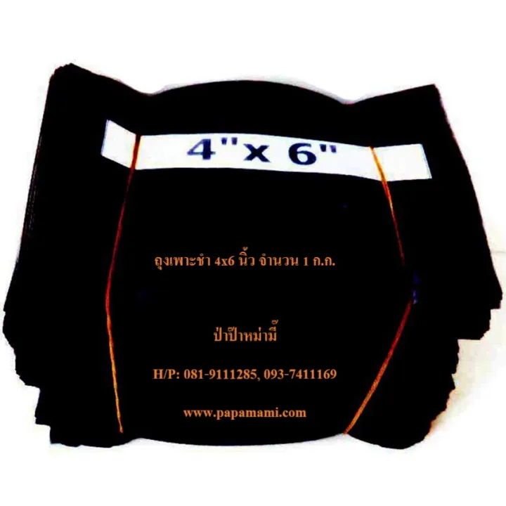 papamami ถุงเพาะชำ 4x6 นิ้ว เจาะรู