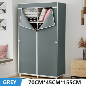 Curtain Wardrobe/ Wardrobe with drawer & Organizer / Almari Baju / Multifunctional Wardrobe/Bedroom Furniture Clothes Rack