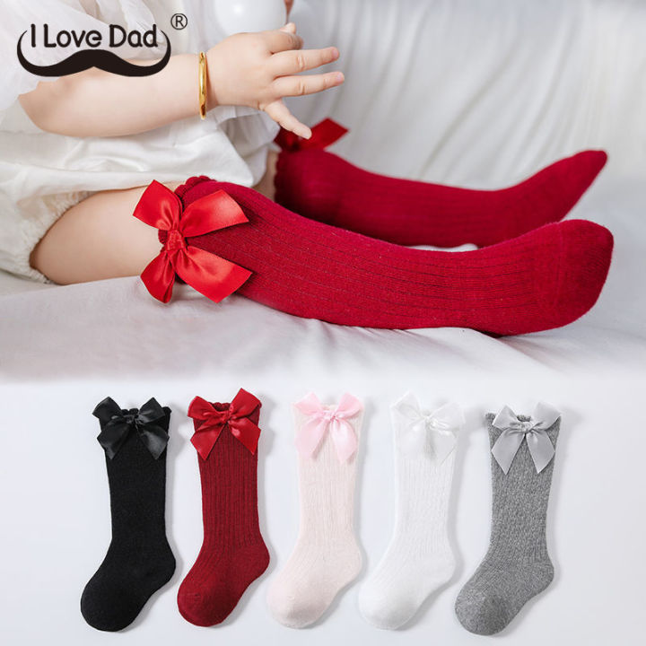 Newborn Baby Socks Big Bow Baby Girls Knee High Long Socks