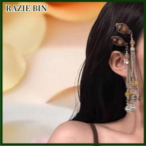 RAZIE BIN Fashionable Zircon Butterfly Tassel Hair Clip Elegant Ethnic Style Hairpin Headdress Retro Side Clip Hair Accessories
