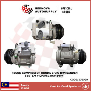 🔥3 MONTHS WARRANTY🔥RECON COMPRESSOR HONDA CIVIC 1994 SANDEN SYSTEM MODIFY TO 10PA15C R134 (4PK) AIRCOND COMPRESSOR