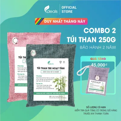 Combo 2 Túi Than Hoạt Tính ECODEALS 250g - Khử mùi Chống nấm mốc Vi khuẩn Khí độc đến 2 năm - Màu ngẫu nhiên