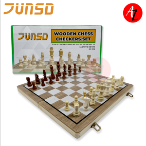 JUNSD Wooden Magnetic Chess Checkers Set