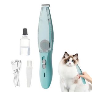 LIKANTA Low Noise Pet Paw Hair Clipper With Vacuum 2 Modes Electric Cats Haircut Shaver Cordless Clear Bin Cats Foot Hair Remover Thick Coats