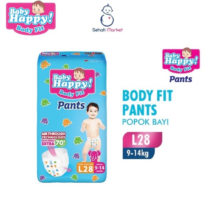 Baby Happy L28 Body Fit Pants Popok Anak Dan Bayi Size L 28 Pcs