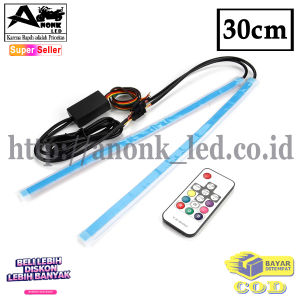 2pcs Lampu LED DRL Alis Flexible 60cm Remote RGB / Lampu Alis RGB Remote 30cm Mobil/Motor