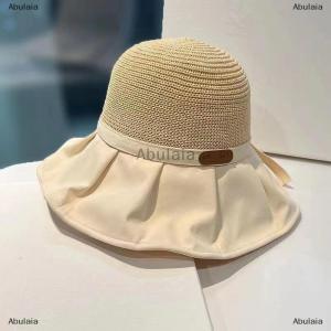 [COD] Abulaia Women Bucket Hat Summer UV Protection Big Wide Brim Beach Sun Hats Outdoor Travel Bows Panama Caps Ponytail Caps
