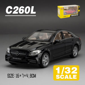 LEO 1/32 Benz C260L รถบรรทุกรถยนต์รุ่นลูกเต๋าของเล่นหล่อโลหะสำหรับเด็กผู้ชายเด็กยานพาหนะสำหรับงานอดิเรก & ของสะสม