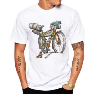 Mens T-Shirts Bicycle Motorcycle Graphic Cool Cycling Print Short Sleeve Casual Streetwear Fashion Funny Creative Tops for Men