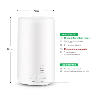 Air Humidifier Essential Oil Diffuser Ultrasonic Humidifier Warm light USB Rechargeable