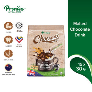 Promex Chocomex Malted Chocolate Drink 30g x 15 Sachets [New Packaging]