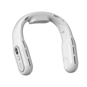 2024 New Folding Hanging Neck Fan Silent Large Capacity Rechargeable Bladeless Fan LED Digital Display 3-speed Adjustable Portable Air Conditioning Fan