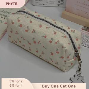 PHYTR HOT Cartoon Floral Printing Pen Bag For Women Grils Large Capacity Stationery Bag Pencil Case Multifunctional Stationery Organizer