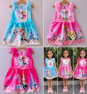 2-8ขวบ เดรสเอลซ่า ไหล่แมงกะพรุน สกรีนหน้าหลัง ชุดเด็กผู้หญิง เสื้อผ้าเด็กผู้หญิง เดรสเด็กผู้หญิง ชุดเจ้าหญิง เสื้อผ้าเด็กผญ [452]