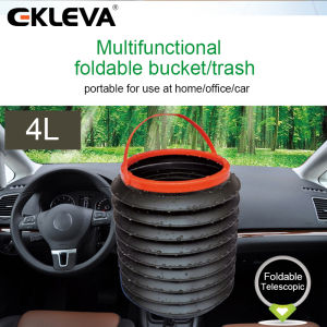 EKLEVA 4L Car Folding Trash Collapsible Water Fishing Bucket Outdoor Camping Garbage Plastic Bucket Storage Box Container