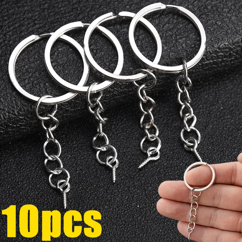 Screw Eye Pins Keyring Rings And Chain 20pcs/lot Screw Eye Pin Key