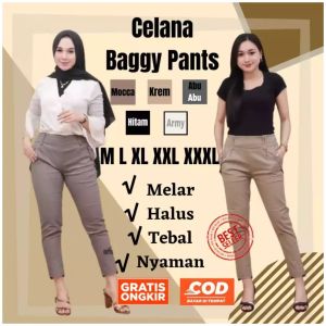 Celana Baggypants Premium Twill Street Combed K2: Celana Kerja Wanita & Pinggang Karet