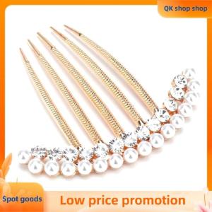 ✨QK shop✨ 5 Teeth Hair Side Combs Pearl Crystal Hairpin Comb Wedding Bridal Rhinestone Pearl Crystal Hair Comb Claw Hairpin Hair Ornaments Accessory
