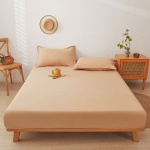 SUNLIGHT HOME Cotton Linen BedsheetSolid Color Bed SheetBreathable Fitted Bedsheet 6 ColorsComfortable Mattress Protector