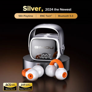 GIMIOU Metal Mini Bluetooth Earphones Wireless Bone Conduction Earbuds Ear Clip TWS Noise Cancelling Headphones Stereo Bass Sports Headset with Mic for iPhone Android Phones