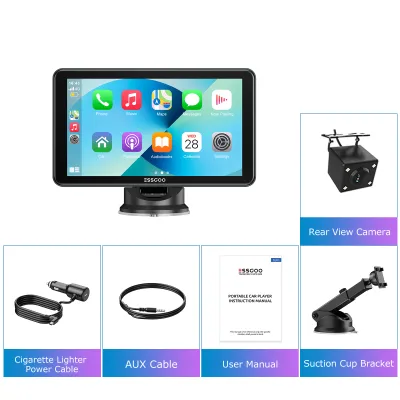 ESSGOO 7 Inch Portable Carplay MP5 Multimedia Player FHD IPS Touch Screen Android Auto Mirror Link Bluetooth FM GPS Navigation Car Radio