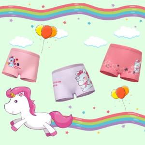 SMY 4 Pcs/Set Soft Cotton Baby Girl Kids Boxer Cute Cartoon Kids Panty Teens Girl Brief Boxer Short For 2-12Yrs