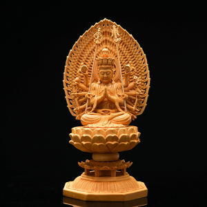 1000 Hand Guan Yin Statue - Intricate Wood Carving Exquisite Buddha Statue for Feng Shui Perfect Home Decor and Temple Worship Symbolizing Compassion Protection and Spiritual Enlightenment Ideal for Creating a Peaceful and Sacred Atmosphere