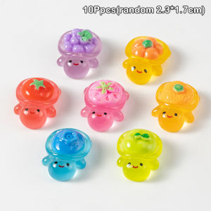 [caichuitan] งานฝีมือเรซิ่นสำหรับจัดสวนตู้ปลาเต่าเรืองแสง10ชิ้นเครื่องประดับขนาดเล็กรูปเต่าผลไม้เรืองแสงของตกแต่งบ้าน