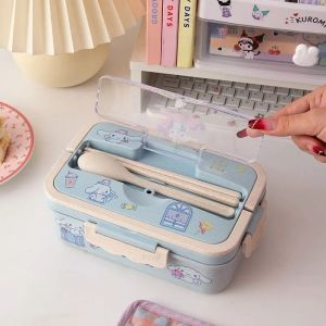 Cinnamoroll กล ่ องอาหารกลางวันฟางข ้ าวสาลี Sanrio My Melody เด ็ กพิเศษ Bento กล ่ องบนโต ๊ ะอาหารเป ็ นมิตรกับสิ ่ งแวดล ้ อมโรงอาหาร