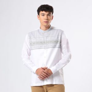 EDWIN JEANS - KOKO DZUL WHITE Kemeja Lengan Panjang Baju Muslim Pria Top Man Muslim Shirt