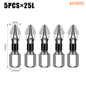 KEZHIDE K5 Non‑Slip Magnetic Impact Phillips Screwdriver Bit Set S2 Alloy Steel High Hardness 25/50/65/70/75/90/100/120/150mm Cross Bit 1/4 Hex Shank for Power Drill Electric Screwdriver Construction Hardware Tools