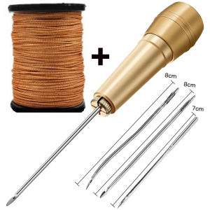 Detachable Sewing Shoe Repair Tool Awl Leather Craft Kit Tools with 3 Needles / Thread Spool for Choices