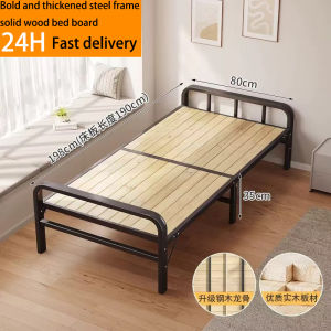 Folding Bed Single Foldable Portable Living Room Bedroom Metal Folding Bed