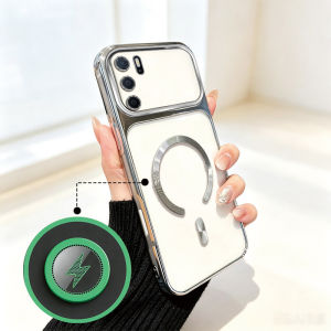 Case For OPPO A16 A16S A54S phone case new high-end strong magnetic suction C-port wireless charging ring large window mirror shockproof soft shell