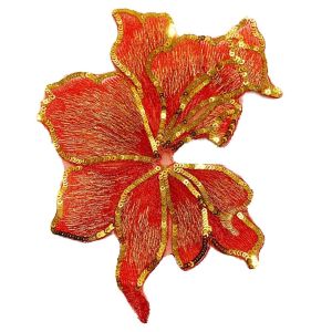 PERPE Sew on Flower Applique Big Sequin DIY Embroidered Applique Creative Lace Trim 3D Flower Embroidery Patches
