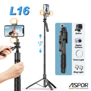 ASPOR L16 Tripod Bluetooth Selfie Stick Gimbal Stabilizer Camera Tripod 1600mm with Remote Control