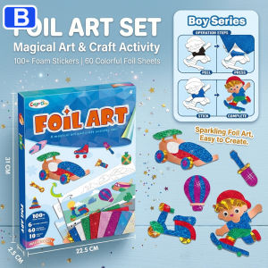 Kids Foil Art Activity Set DIY Coloring Craft Kit Make Your Own Animal Unicorn Stickers Educational Arts Crafts Classroom Party Birthday Gifts