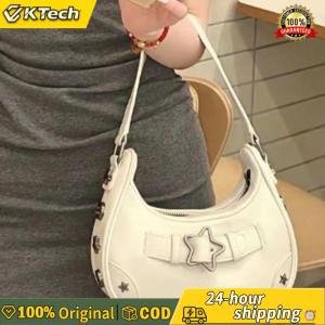 【Vktech】 Star Rivet Buckle Handbag Purse Solid Color Small Travel Sling Bag Clutch Wallet Purse for Women Ladies Work Travel Commuting